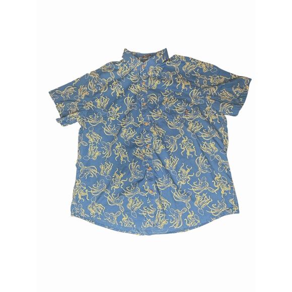 Eddie Bauer Mens 2XL Blue Octopus Print Hawaiian Button Down Shirt Classic Fit - Picture 2 of 5
